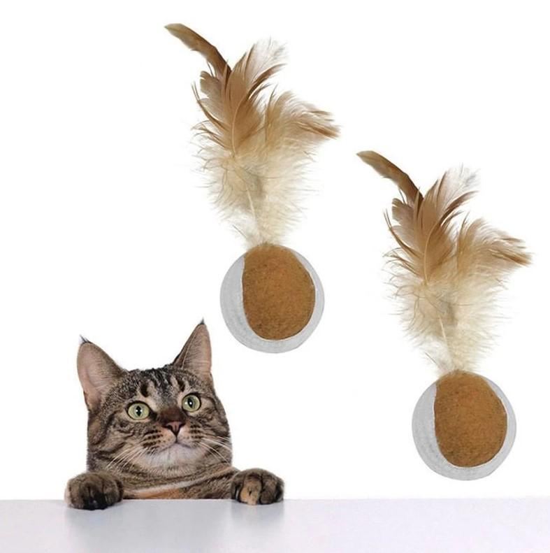 2-delige rollende spring bewegende bal met kattenspeeltje met veervangst