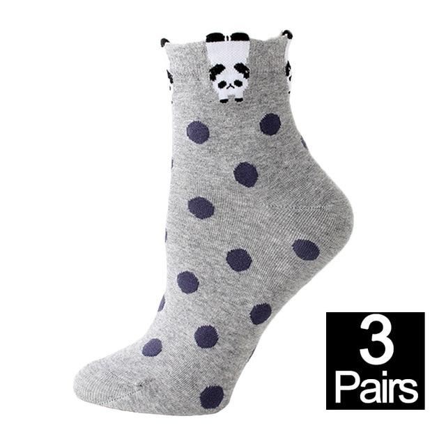 3 paar sokken met dierenprint en stippen