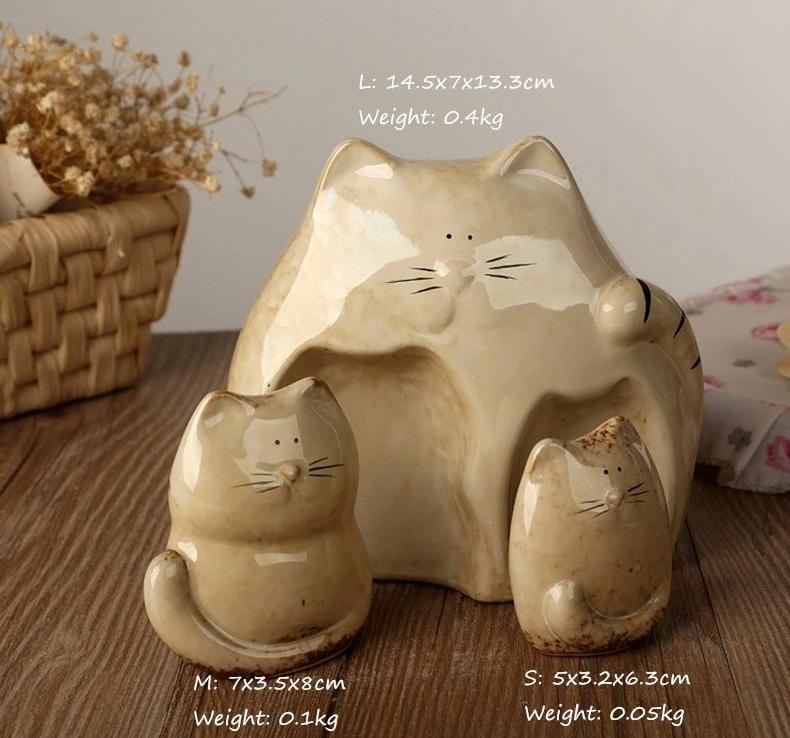 3 stuks schattige kattenfamilie beeldjes