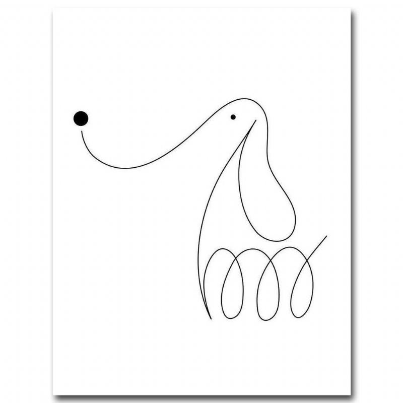 3 stuks zwart wit abstract canvas honden posters