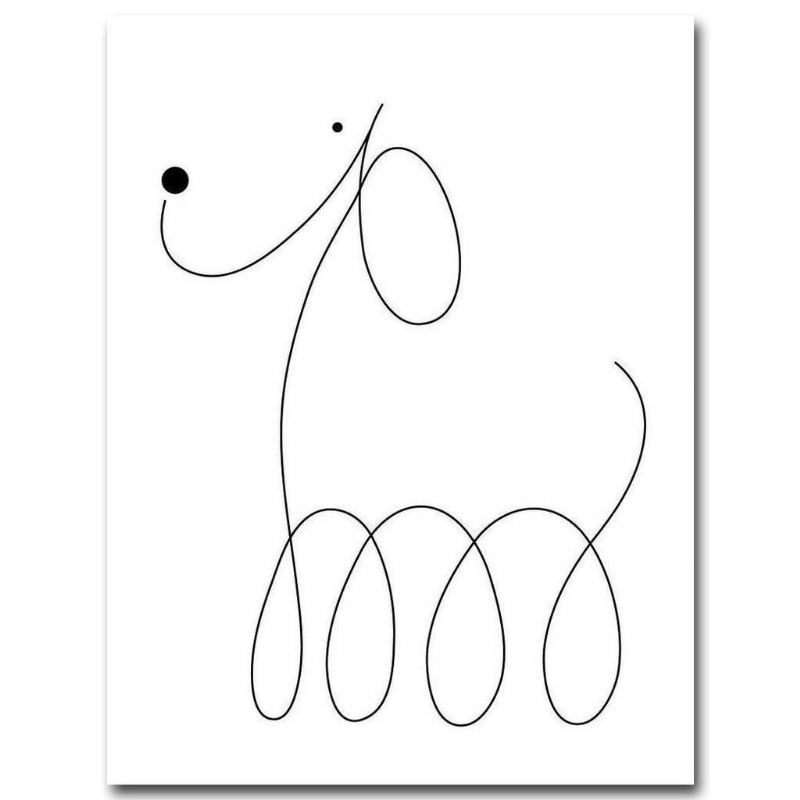 3 stuks zwart wit abstract canvas honden posters