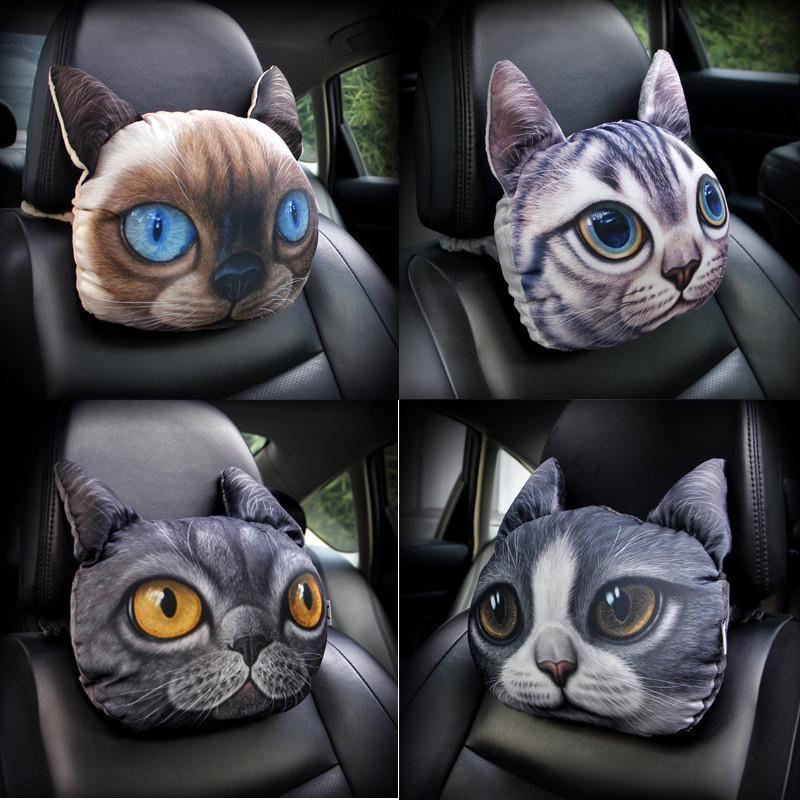 3d auto hoofd nekkussen kattenkussen