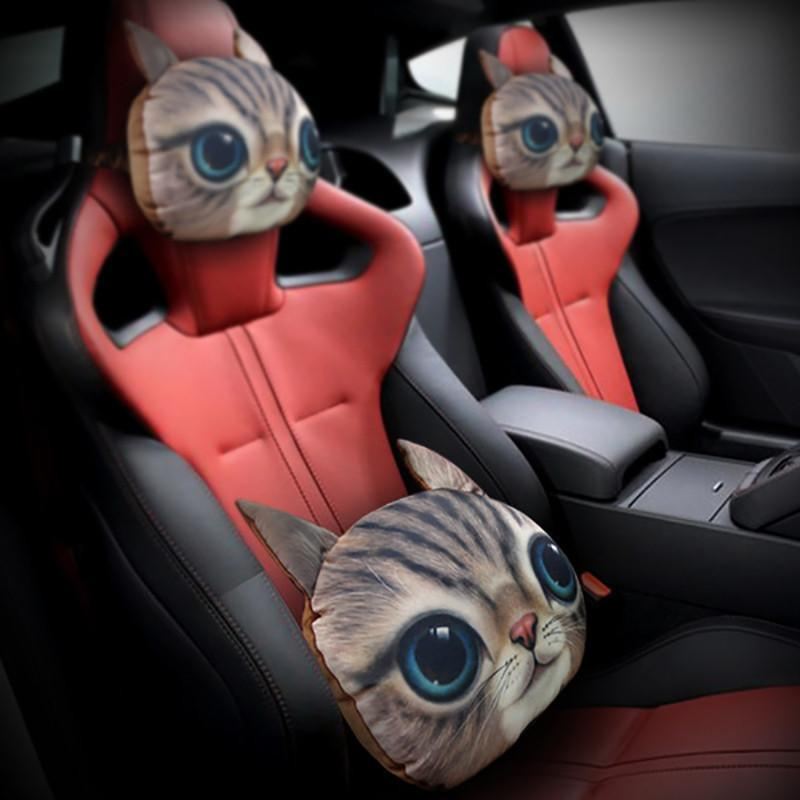 3d auto hoofd nekkussen kattenkussen