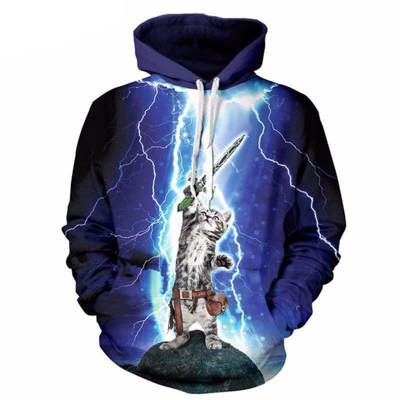 3d cat hero hoodie fashion print