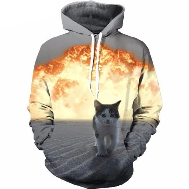 3d cat hero hoodie fashion print