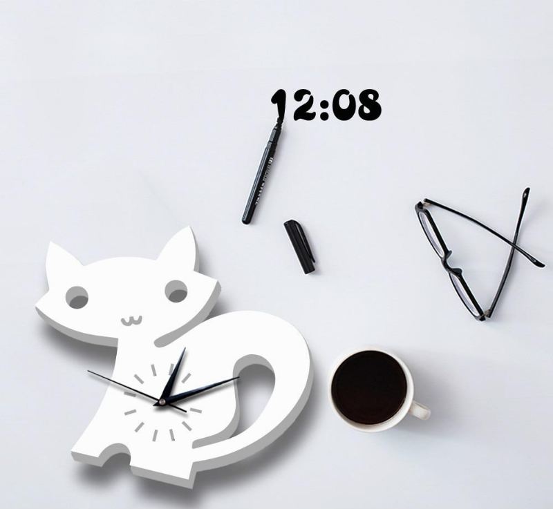 3d creatieve cartoon schattige kat wandklok