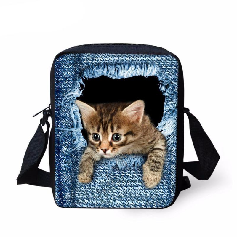 3d crossbody kat print schoudertas