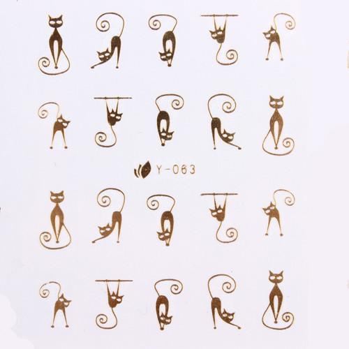 3d-gouden kat nail art stickers
