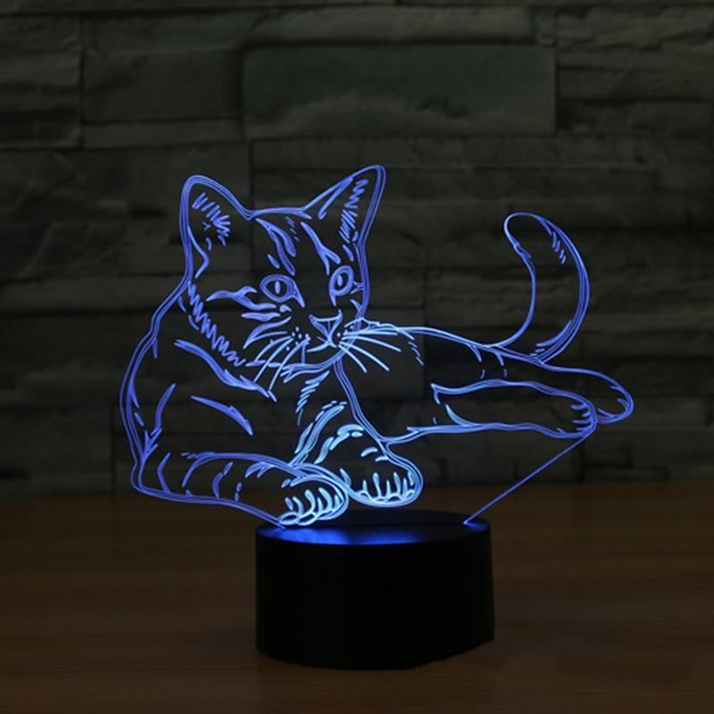 3d illusie kat nachtlampje veranderlijke sfeer led lamp