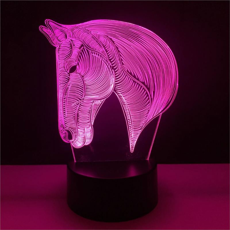3d paardenhoofd led-nachtlampje