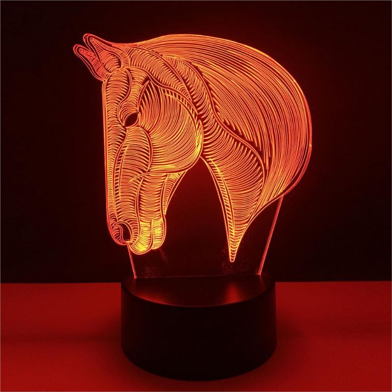 3d paardenhoofd led-nachtlampje