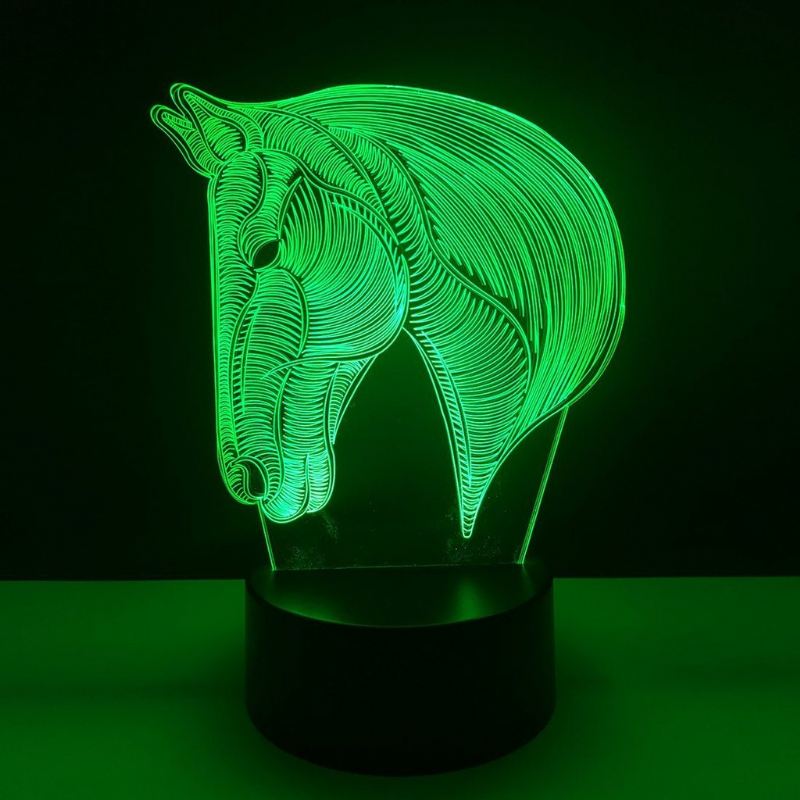 3d paardenhoofd led-nachtlampje