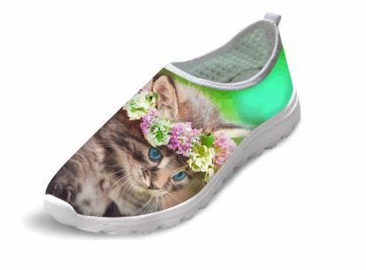 3d schattige kat print platte air mesh schoenen
