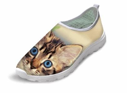 3d schattige kat print platte air mesh schoenen