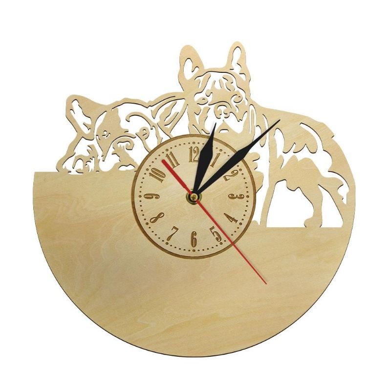 3d wandklok franse bulldog design