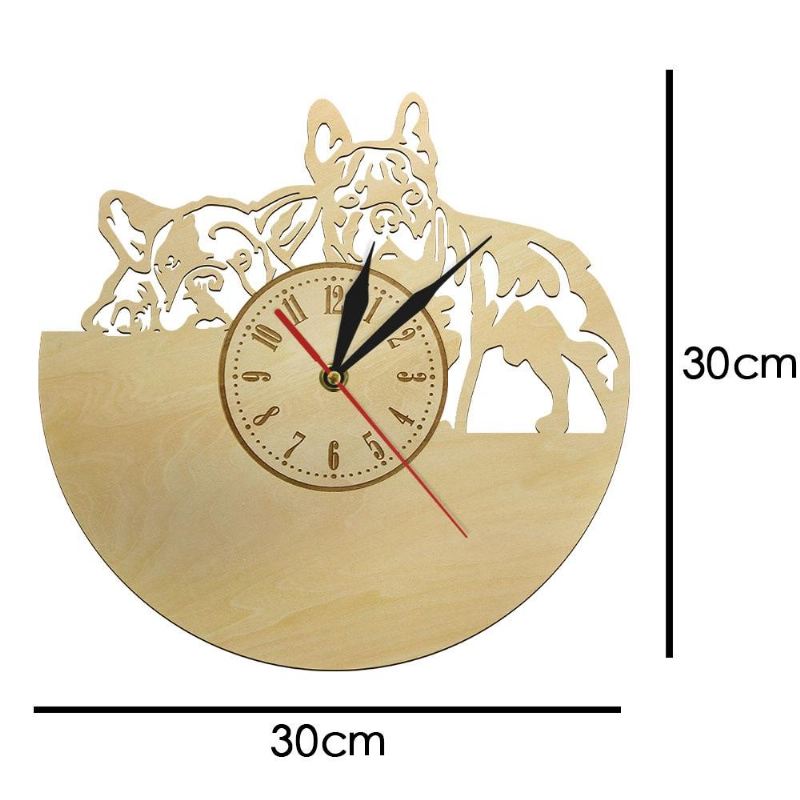 3d wandklok franse bulldog design