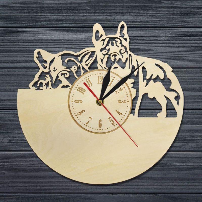 3d wandklok franse bulldog design