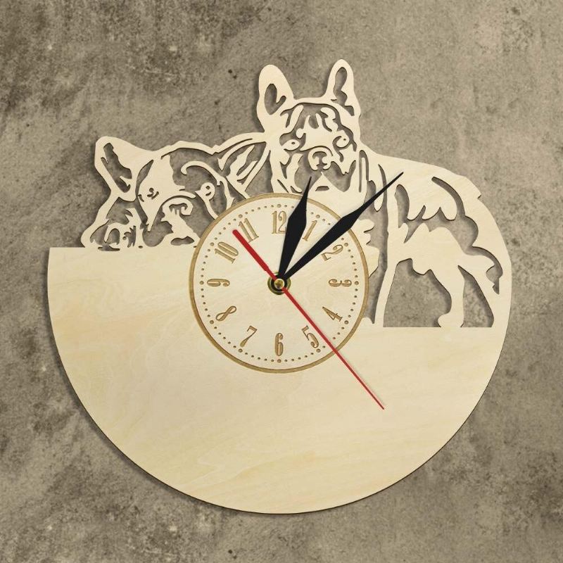 3d wandklok franse bulldog design