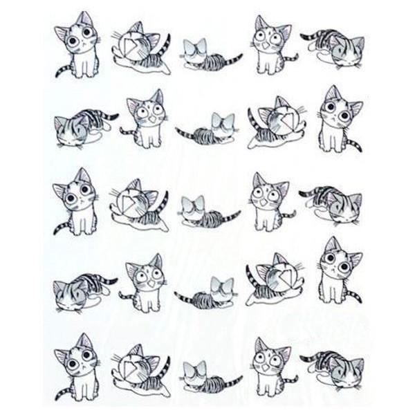 3d zwart grijze kat nail art stickers