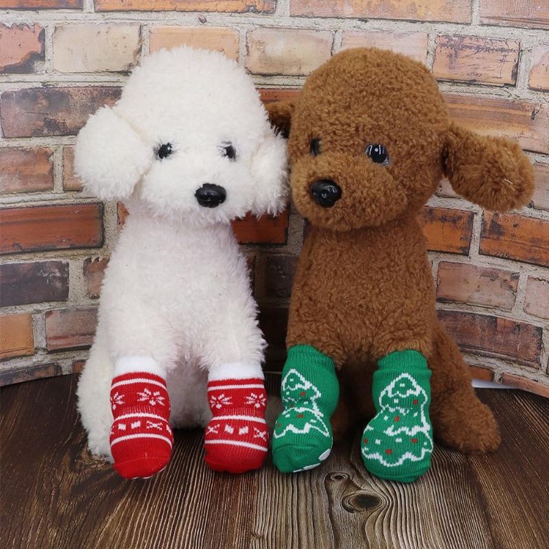 4 stuks schattige kerst huisdier sokken