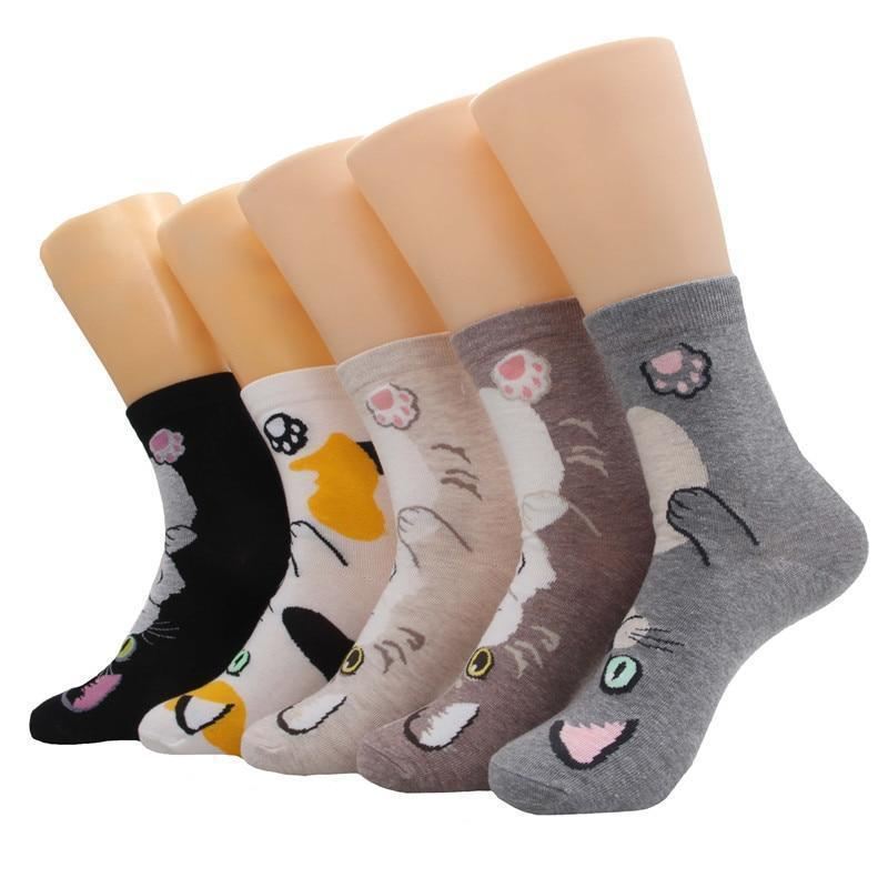5 paar sokken in grappige kattenstijl