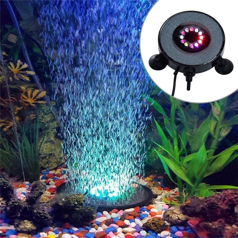 7 kleuren waterdichte led aquariumverlichting bellenbeluchtingsschijf