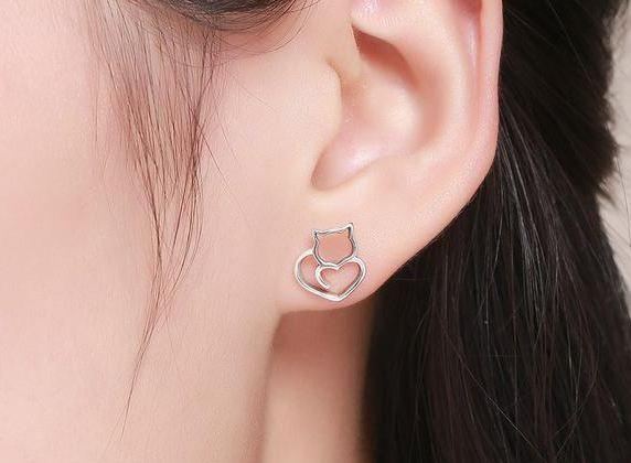 925 sterling zilveren kat oorknopjes