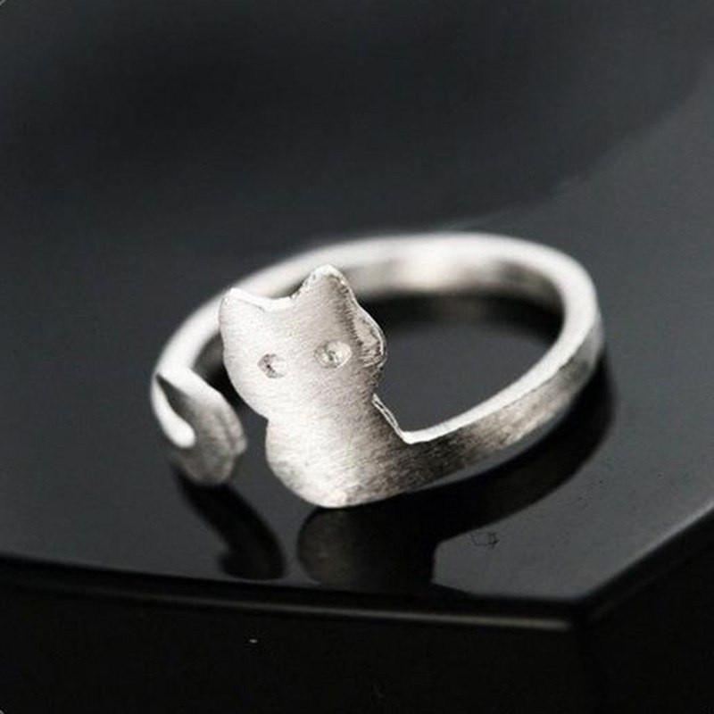 925 zilveren ring met kattenlichaam