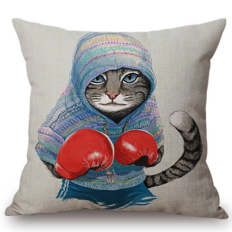 boxing cat kussensloop