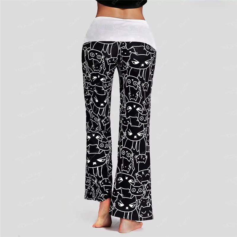 broek met trekkoord en kattenprint