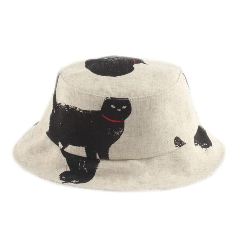 bucket hat met kattenprint