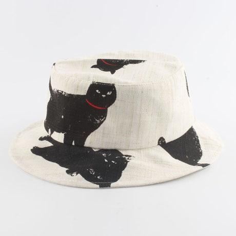 bucket hat met kattenprint