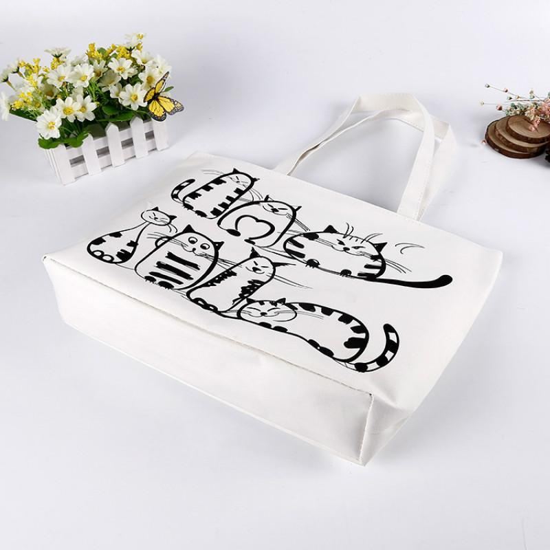 cartoon gedrukte katten vrouwen canvas tassen handtassen