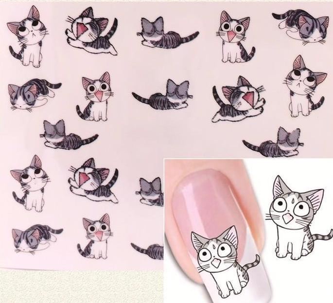 cartoon kat ontwerp nail art stickers