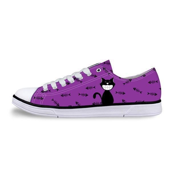 casual canvas vrouwen sneaker smiley kat ontwerp in violette schoenen