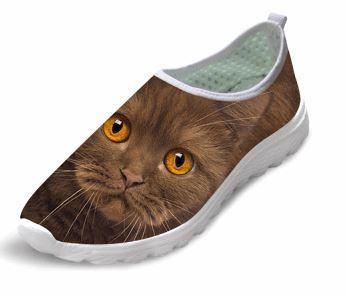 casual wandelschoenen met bruine mesh-kattenprint