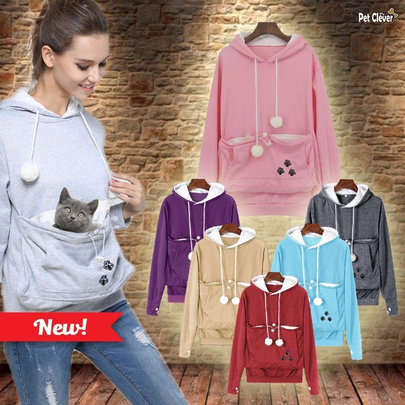 catagaroo hoodies met kangoeroezak voor je kat