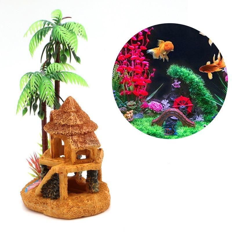 coconut tree house aquarium decoratie