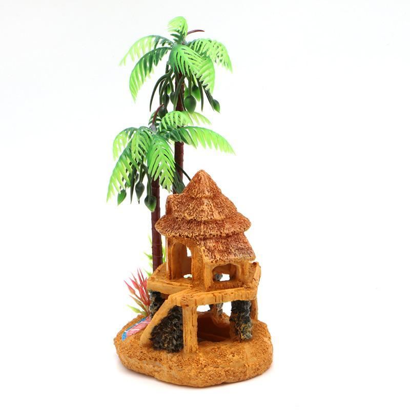 coconut tree house aquarium decoratie