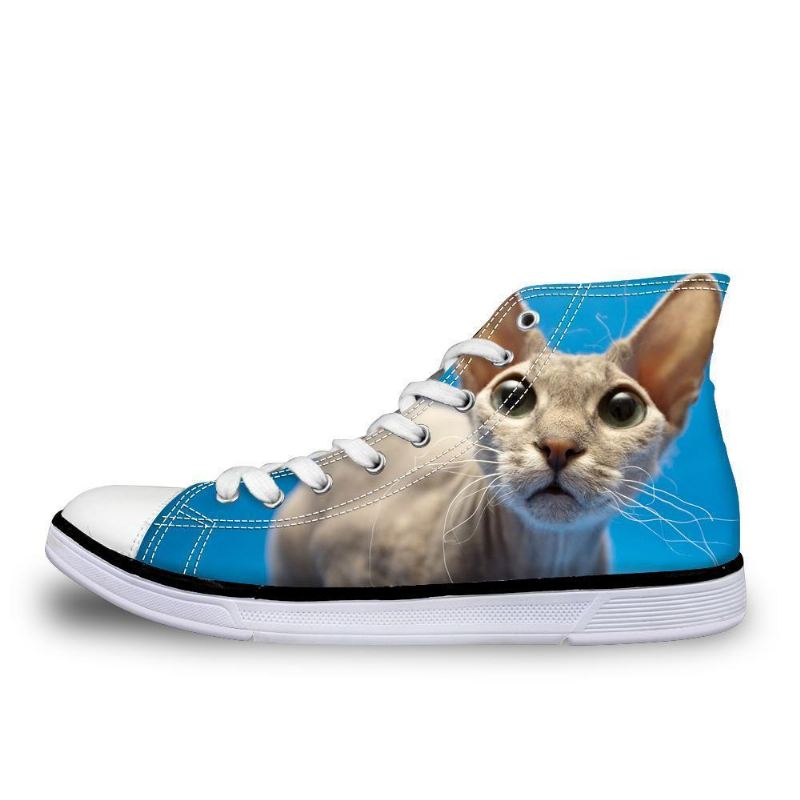 coole haarloze schattige kat bedrukte hoge vintage schoenen