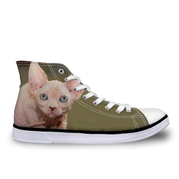 coole haarloze unieke kat bedrukte hoge vintage schoenen