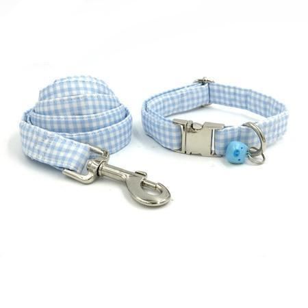 de blauwe varkensmode huisdierenset met halsband en riem