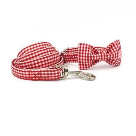 de rode mode-huisdierenset met halsband en riem