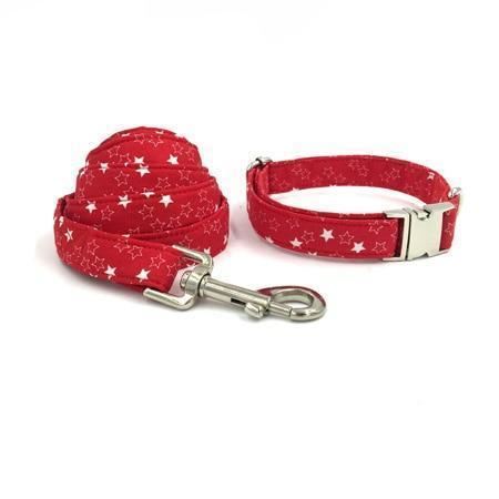 de rode sterren mode huisdier set halsband en riem