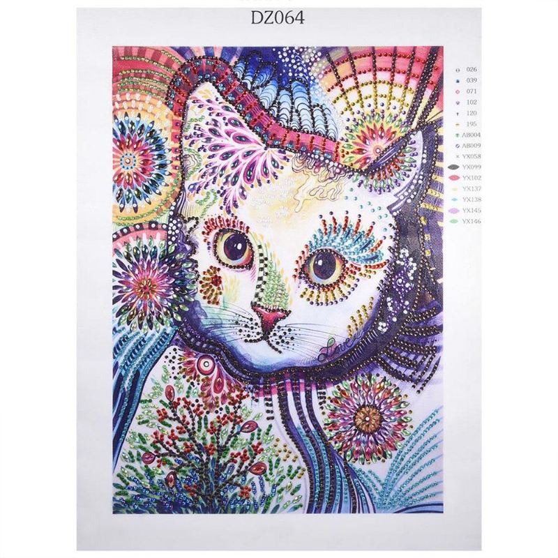 diy 5d kleurrijke kat diamant schilderen