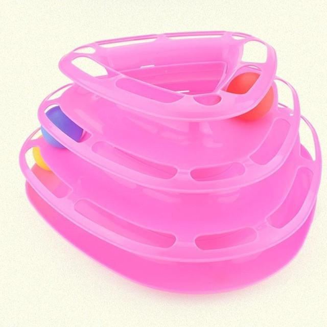 drie niveaus plastic toren tracks disc kattenspeelgoed