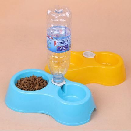 drinkfontein voor kattenbak met twee poorten en voerbak met automatische waterdispenser