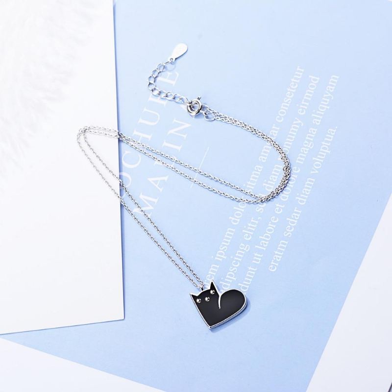 drop glaze schattige kat ketting