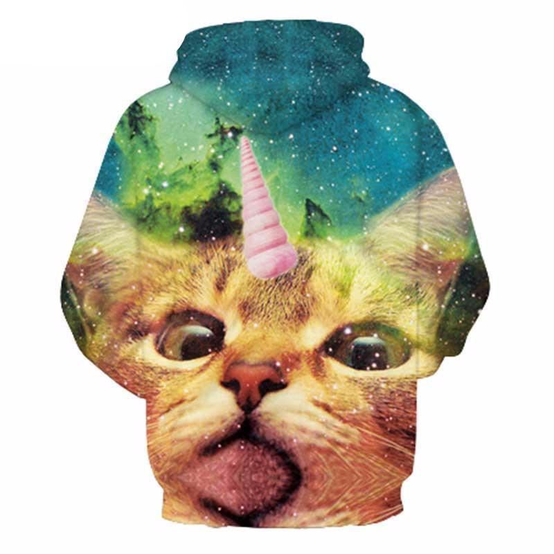 fantasie eenhoorn kat hoodie all over print galaxy sweatshirt unisex