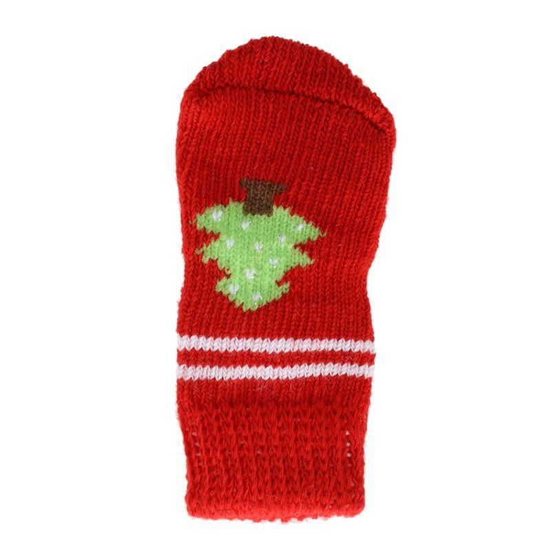 gebreide sokken voor huisdieren met kerstboomprint